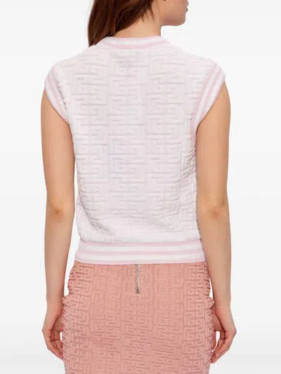 Balmain Monogram Wool And Cotton-blend Knitted Top