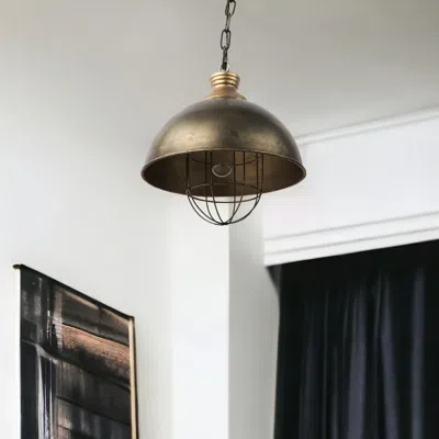 Homezia Distressed Bronze Metal Dome Hanging Light