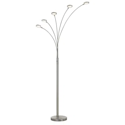 Homezia 72" Nickel Five Light Led Arc Floor Lamp