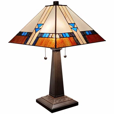 Homezia 22" Dark Brown Metal Two Light Candlestick Table Lamp With Off White Empire Shade