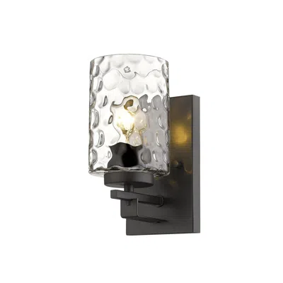 Homezia Bronze Metal And Pebbled Glass Wall Sconce