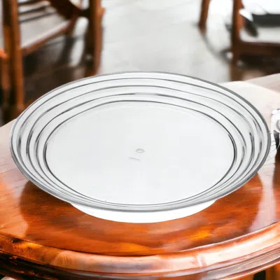Homezia Clear Four Piece Round Swirl Acrylic Service For Four Dinner Plate Set In Multi