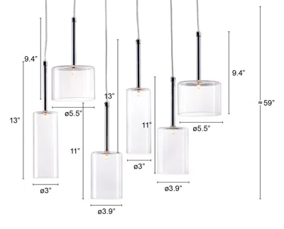 Homezia Silver Kitchen Island Six Light Metal Led Ceiling Light With Shades