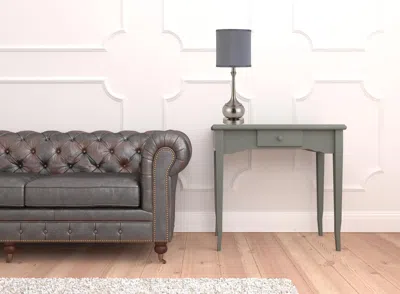 Homezia 25" Nickel Metal Round Table Lamp With Gray Cone Shade