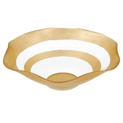 Homezia 85 Glass Authentic Gold Leaf Decorated All Purpose Bowl In Multi