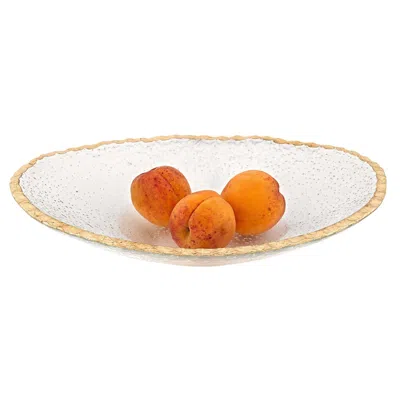 Homezia 8 Hand Decorated Oval Edge Gold Leaf Serving Bowl In Multi
