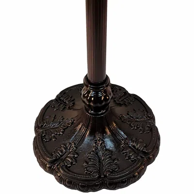 Homezia 62" Brown Traditional Shaped Floor Lamp With White Stained Glass Bowl Shade