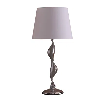 Homezia 24" Silver Bedside Table Lamp With White Empire Shade