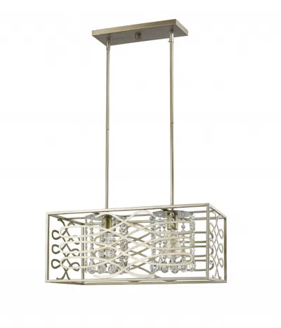 Homezia Brax 2-light Washed Gold Island Pendant With Crystal Accents