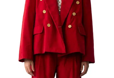 Alix Of Bohemia Augusta Corduroy Blazer In Red Ruby In Multi