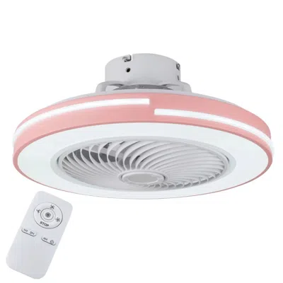 Homezia Compact Pink Led Ceiling Fan And Light