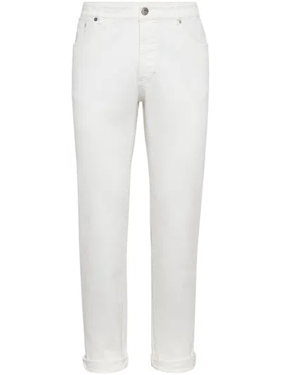 Shop Brunello Cucinelli Denim Cotton Trousers