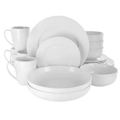 Quikfurn 18-piece White Porcelain Dinnerware Set With Plates Bowls Mugs - Service For 4 In Multi