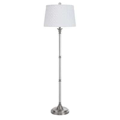 Homezia 60" Nickel Traditional Shaped Floor Lamp With White Square Shade