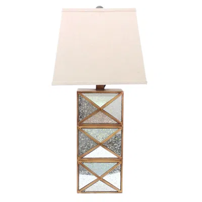 Homezia 6.25 X 6.75 X 27.5 Gold Modern Illusionary Mirrored Base - Table Lamp