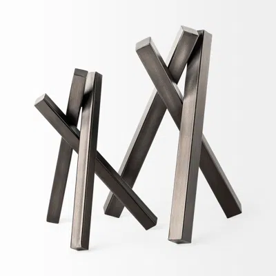 Homezia Abstract Black Metal Geometric Decor Piece