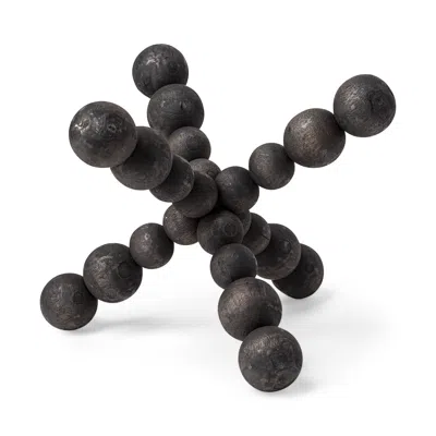 Homezia 9" Black Beaded Wooden Decorative Jack Tabletop Sculpture