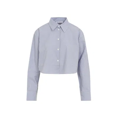 Acne Studios Blue & White Jacquard Pinstripe Shirt In Blue