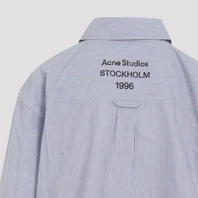 Acne Studios Blue & White Jacquard Pinstripe Shirt In Blue