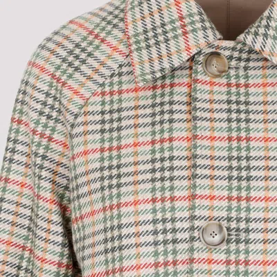 Akris Reversible Checked Wool Coat In Beige
