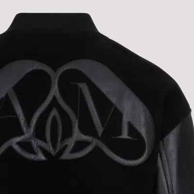 Alexander Mcqueen Leather-trimmed Bomber Jacket In Black