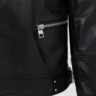 Alexander Mcqueen Slim-fit Zip-detailed Leather Biker Jacket In Black