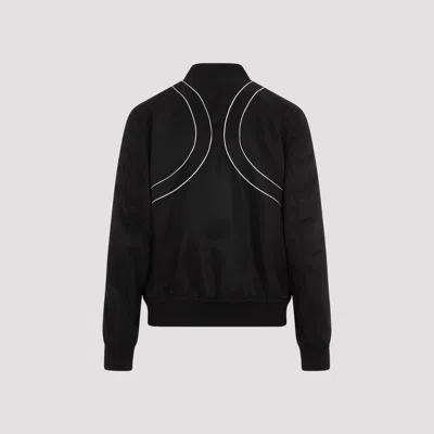 Alexander Mcqueen Solid Color Nylon Bomber Jacket With Contrasting Details In Black