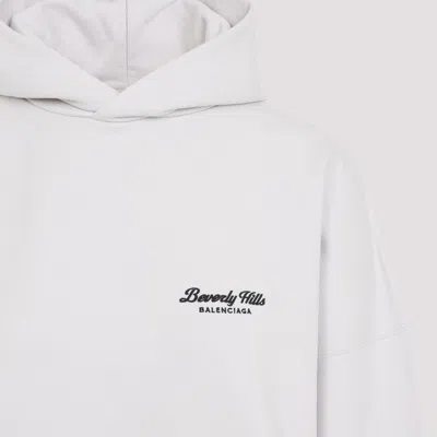 Balenciaga Off White Cotton Large Fit Hoodie In White