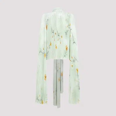 Balenciaga Cloak-inspired Floral Print Blouse In Green