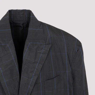 Balenciaga Checkered Long Nylon Raincoat In Grey