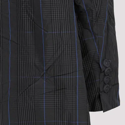 Balenciaga Checkered Long Nylon Raincoat In Grey