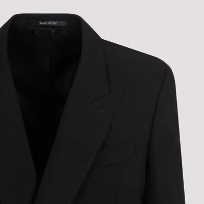 Balenciaga Double-breasted Wool Blazer In Black