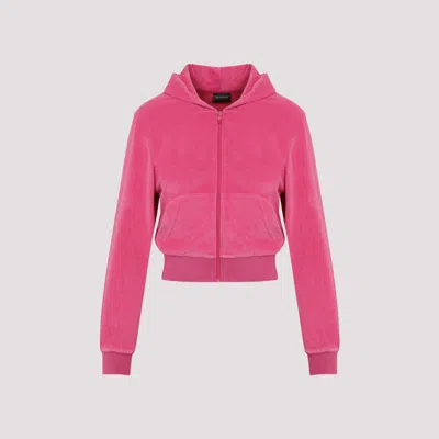Balenciaga Women's Bb Motel Zip-up Hoodie Fitted In Dark Pink In Multicolor