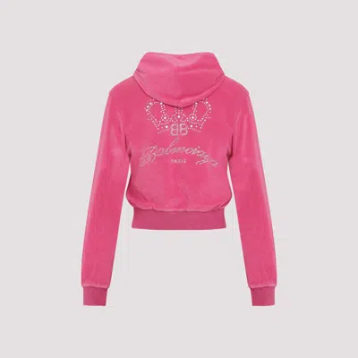 Balenciaga Women's Bb Motel Zip-up Hoodie Fitted In Dark Pink In Multicolor