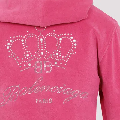 Balenciaga Women's Bb Motel Zip-up Hoodie Fitted In Dark Pink In Multicolor