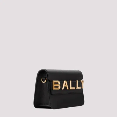 Bally Logo-plaque Grained Calf Leather Shoulder Bag In Black