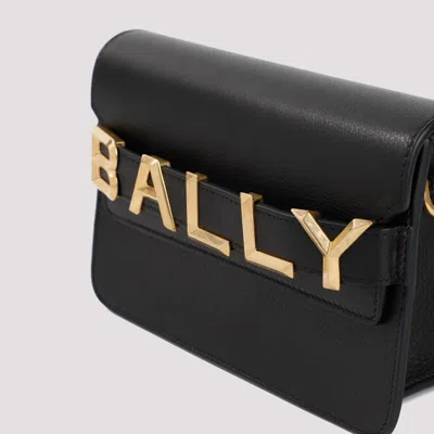 Bally Logo-plaque Grained Calf Leather Shoulder Bag In Black