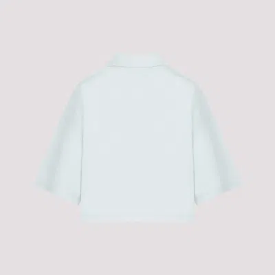 Bottega Veneta Cropped Short-sleeved Polo T-shirt In Blue