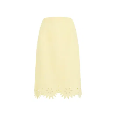 Bottega Veneta Embroidered Midi Skirt In Yellow