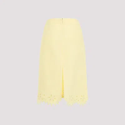 Bottega Veneta Embroidered Midi Skirt In Yellow