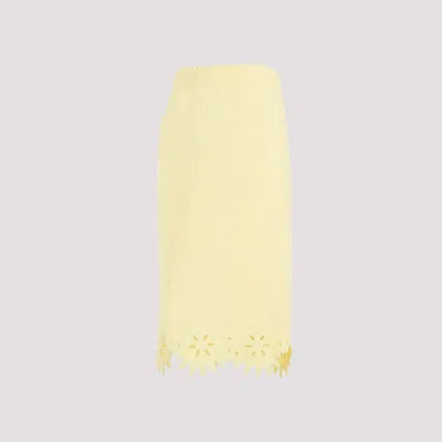 Bottega Veneta Embroidered Midi Skirt In Yellow