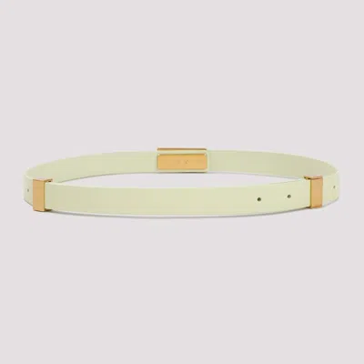 Bottega Veneta Point Lock Calf Leather Belt In Yellow