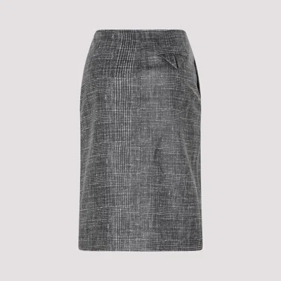 Bottega Veneta Stylish Black Printed Leather Midi Skirt For Women From Ss23 Collection In Black