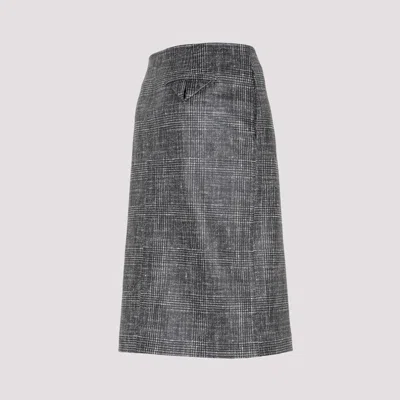 Bottega Veneta Stylish Black Printed Leather Midi Skirt For Women From Ss23 Collection In Black
