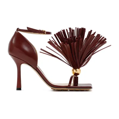 Bottega Veneta Maroon Leather Stretch Strap Heels In Red