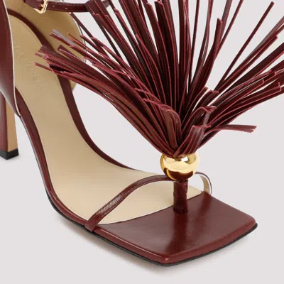 Bottega Veneta Maroon Leather Stretch Strap Heels In Red