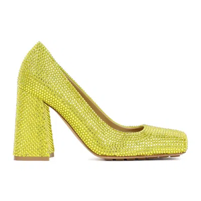 Bottega Veneta Gem-embellished Square-toe Pumps In Green