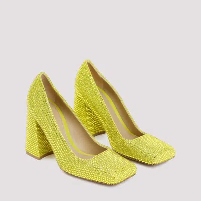 Bottega Veneta Gem-embellished Square-toe Pumps In Green