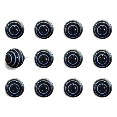 Homezia 1.5" X 1.5" X 1.5" Black And Light Blue Knobs 12 Pack In Multi