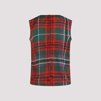 Comme Des Garçons Tartan Sleeveless Satin Top In Multicolour